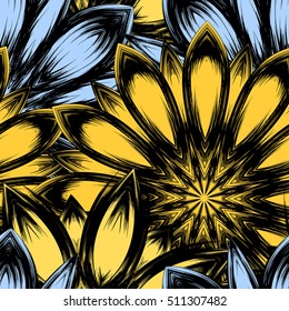 Floral background. Full seamless flower ornament for printing, textile, art design. Decorative vector backdrop. Color.