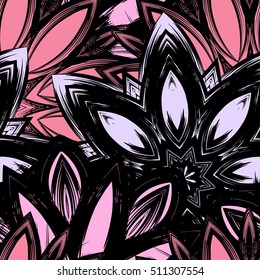 Floral background. Full seamless flower ornament for printing, textile, art design. Decorative vector backdrop. Color.
