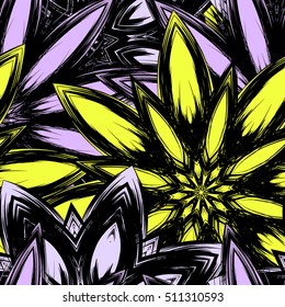 Floral background. Full seamless flower ornament for printing, textile, art design. Decorative vector backdrop. Color.