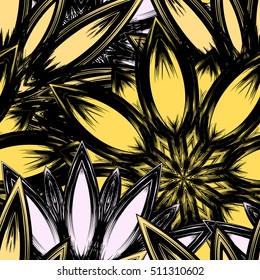 Floral background. Full seamless flower ornament for printing, textile, art design. Decorative vector backdrop. Color.