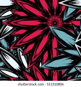 Floral background. Full seamless flower ornament for printing, textile, art design. Decorative vector backdrop. Color.