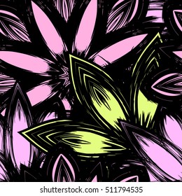 Floral background. Full seamless flower ornament for printing, textile, art design. Decorative vector backdrop. Color.