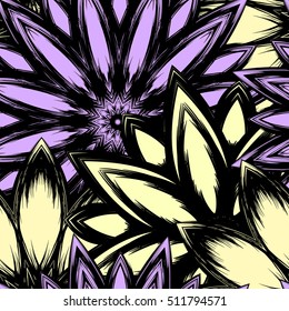 Floral background. Full seamless flower ornament for printing, textile, art design. Decorative vector backdrop. Color.