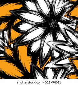 Floral background. Full seamless flower ornament for printing, textile, art design. Decorative vector backdrop. Color.