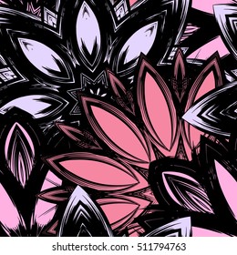 Floral background. Full seamless flower ornament for printing, textile, art design. Decorative vector backdrop. Color.