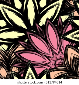 Floral background. Full seamless flower ornament for printing, textile, art design. Decorative vector backdrop. Color.