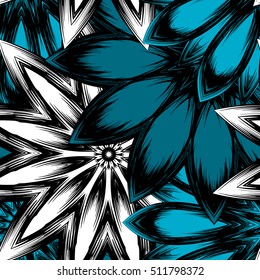 Floral background. Full seamless flower ornament for printing, textile, art design. Decorative vector backdrop. Color.