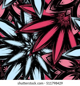 Floral background. Full seamless flower ornament for printing, textile, art design. Decorative vector backdrop. Color.