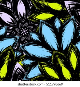Floral background. Full seamless flower ornament for printing, textile, art design. Decorative vector backdrop. Color.