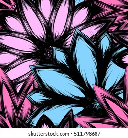 Floral background. Full seamless flower ornament for printing, textile, art design. Decorative vector backdrop. Color.