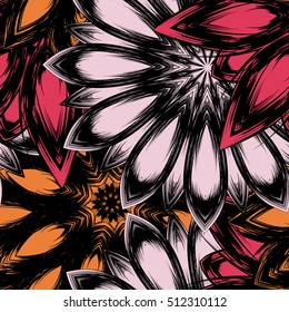 Floral background. Full seamless flower ornament for printing, textile, art design. Decorative vector backdrop. Color.