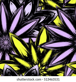 Floral background. Full seamless flower ornament for printing, textile, art design. Decorative vector backdrop. Color.