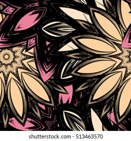 Floral background. Full seamless flower ornament for printing, textile, art design. Decorative vector backdrop. Color.