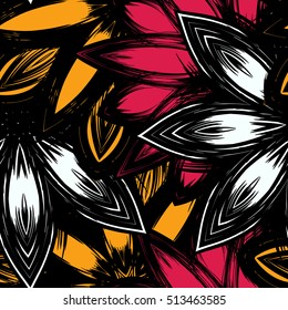 Floral background. Full seamless flower ornament for printing, textile, art design. Decorative vector backdrop. Color.