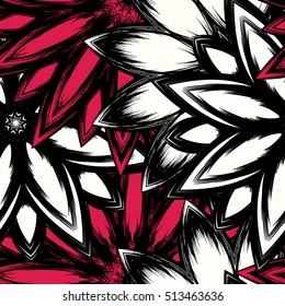 Floral background. Full seamless flower ornament for printing, textile, art design. Decorative vector backdrop. Color.