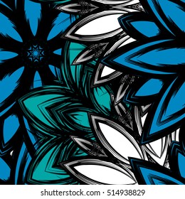 Floral background. Full seamless flower ornament for printing, textile, art design. Decorative vector backdrop. Color.
