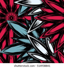Floral background. Full seamless flower ornament for printing, textile, art design. Decorative vector backdrop. Color.