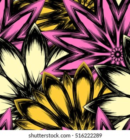 Floral background. Full seamless flower ornament for printing, textile, art design. Decorative vector backdrop. Color.