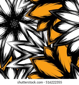 Floral background. Full seamless flower ornament for printing, textile, art design. Decorative vector backdrop. Color.