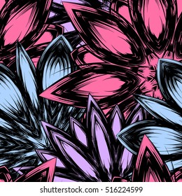 Floral background. Full seamless flower ornament for printing, textile, art design. Decorative vector backdrop. Color.