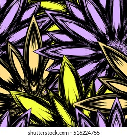 Floral background. Full seamless flower ornament for printing, textile, art design. Decorative vector backdrop. Color.