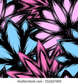 Floral background. Full seamless flower ornament for printing, textile, art design. Decorative vector backdrop. Color.