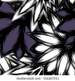 Floral background. Full seamless flower ornament for printing, textile, art design. Decorative vector backdrop. Color.