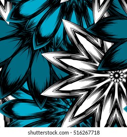 Floral background. Full seamless flower ornament for printing, textile, art design. Decorative vector backdrop. Color.
