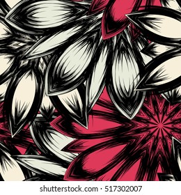 Floral background. Full seamless flower ornament for printing, textile, art design. Decorative vector backdrop. Color.
