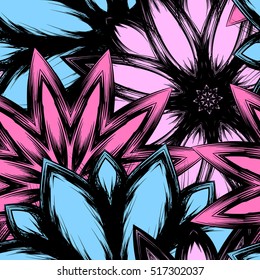 Floral background. Full seamless flower ornament for printing, textile, art design. Decorative vector backdrop. Color.