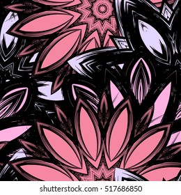 Floral background. Full seamless flower ornament for printing, textile, art design. Decorative vector backdrop. Color.