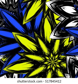 Floral background. Full seamless flower ornament for printing, textile, art design. Decorative vector backdrop. Color.