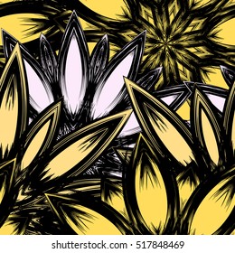 Floral background. Full seamless flower ornament for printing, textile, art design. Decorative vector backdrop. Color.