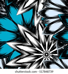 Floral background. Full seamless flower ornament for printing, textile, art design. Decorative vector backdrop. Color.