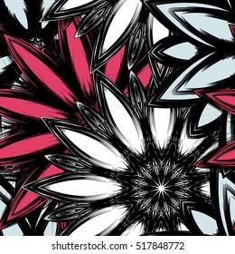Floral background. Full seamless flower ornament for printing, textile, art design. Decorative vector backdrop. Color.