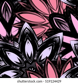 Floral background. Full seamless flower ornament for printing, textile, art design. Decorative vector backdrop. Color.