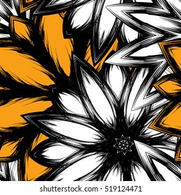 Floral background. Full seamless flower ornament for printing, textile, art design. Decorative vector backdrop. Color.