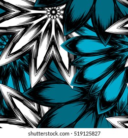 Floral background. Full seamless flower ornament for printing, textile, art design. Decorative vector backdrop. Color.