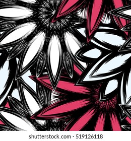Floral background. Full seamless flower ornament for printing, textile, art design. Decorative vector backdrop. Color.