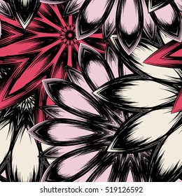 Floral background. Full seamless flower ornament for printing, textile, art design. Decorative vector backdrop. Color.