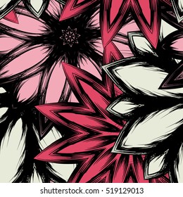 Floral background. Full seamless flower ornament for printing, textile, art design. Decorative vector backdrop. Color.