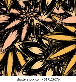 Floral background. Full seamless flower ornament for printing, textile, art design. Decorative vector backdrop. Color.