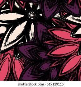 Floral background. Full seamless flower ornament for printing, textile, art design. Decorative vector backdrop. Color.