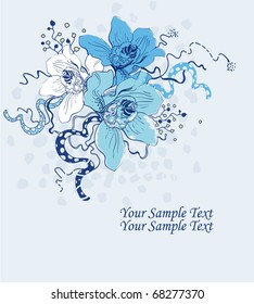 floral background with gentle blue orchids