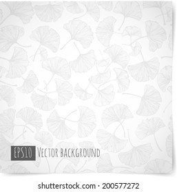 Floral background with ginkgo leaves and realistic shadow. Vector illustration.