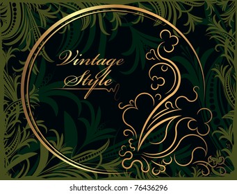 Floral background with gold oval frame