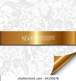 Floral Background with Golden Band