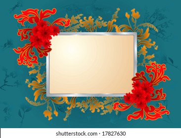 floral background with grand flourishing elements and copy space