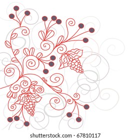 Floral background with grape and berries
