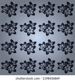 Floral background in gray, blue and violet colors for printing on fabric, paper for scrapbooking. Vector retro cute seamless pattern with many flowers.